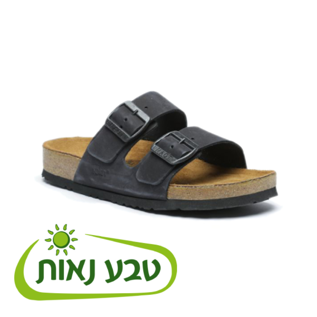 כפכפי 2 פסים טבע נאות שחור
