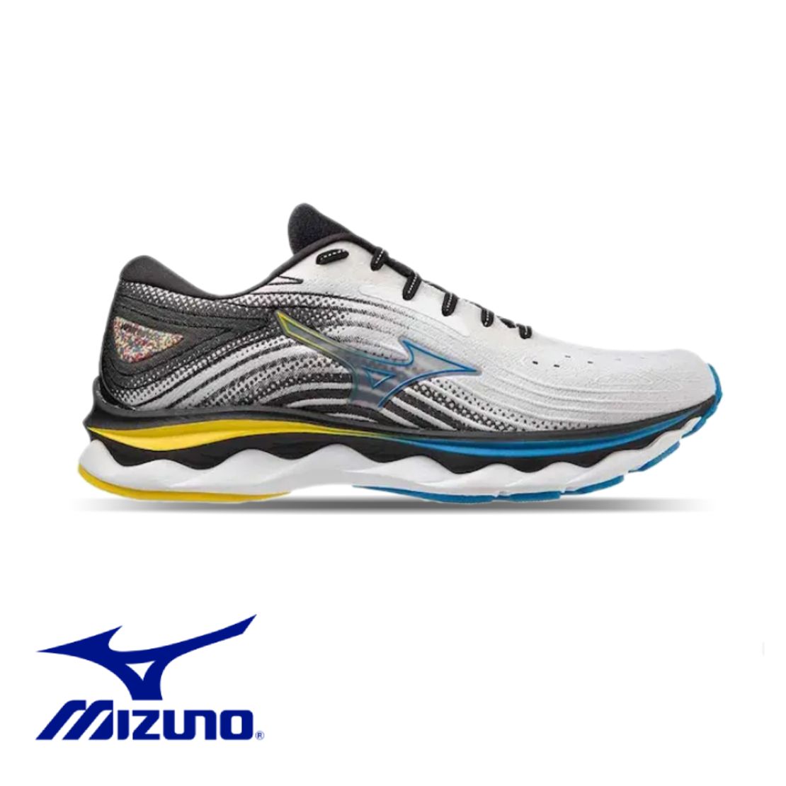 MIZUNO WAVE SKY 6 מיזונו גברים לבן כחול צהוב