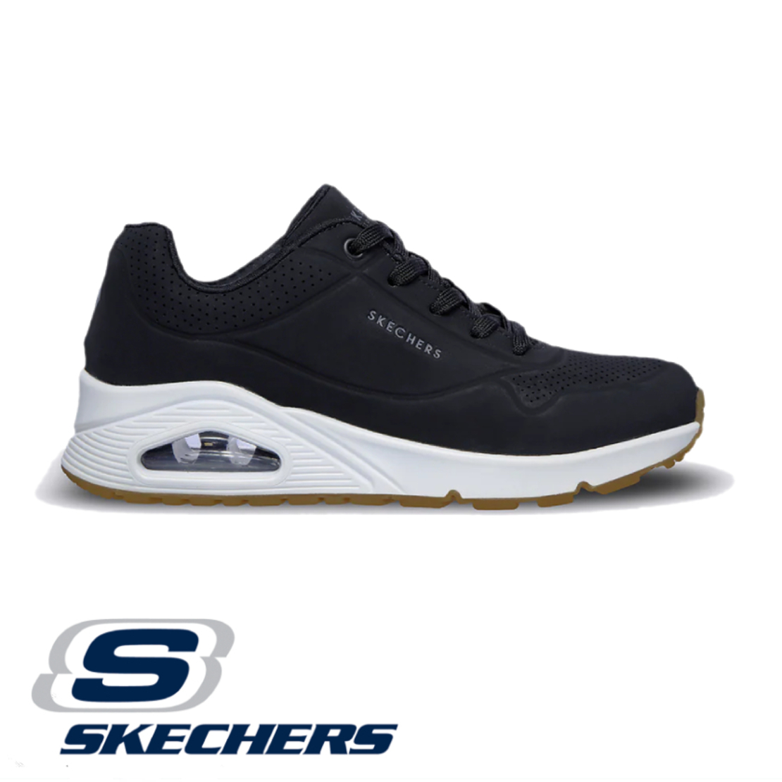 SKECHERS UNO סקצ'רס גברים שחור לבן סוליית דבש