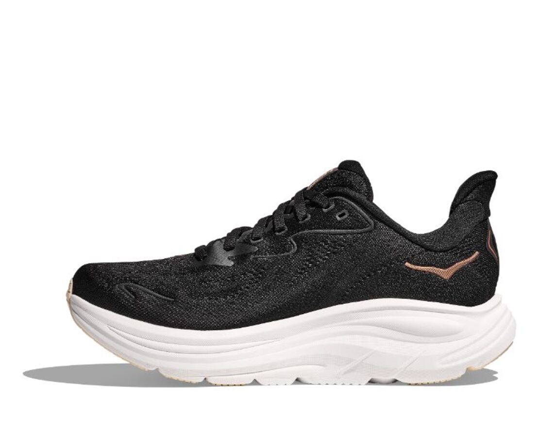 HOKA BONDI 9 הוקה נשים שחור לבן רוז גולד