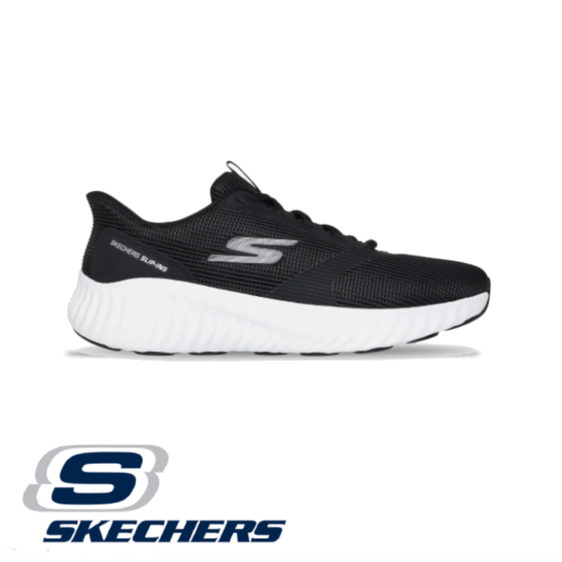 SKECHERS SLIP IN GO RUN NOW סקצ'רס סליפ אין גברים שחור לבן