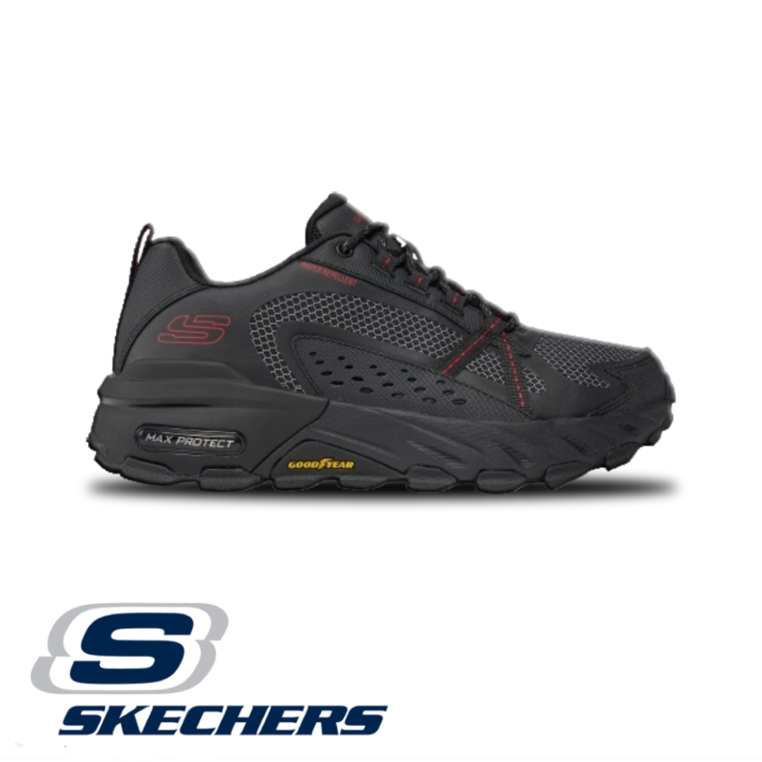 SKECHERS Max Protect נעלי שטח גברים שחור אדום