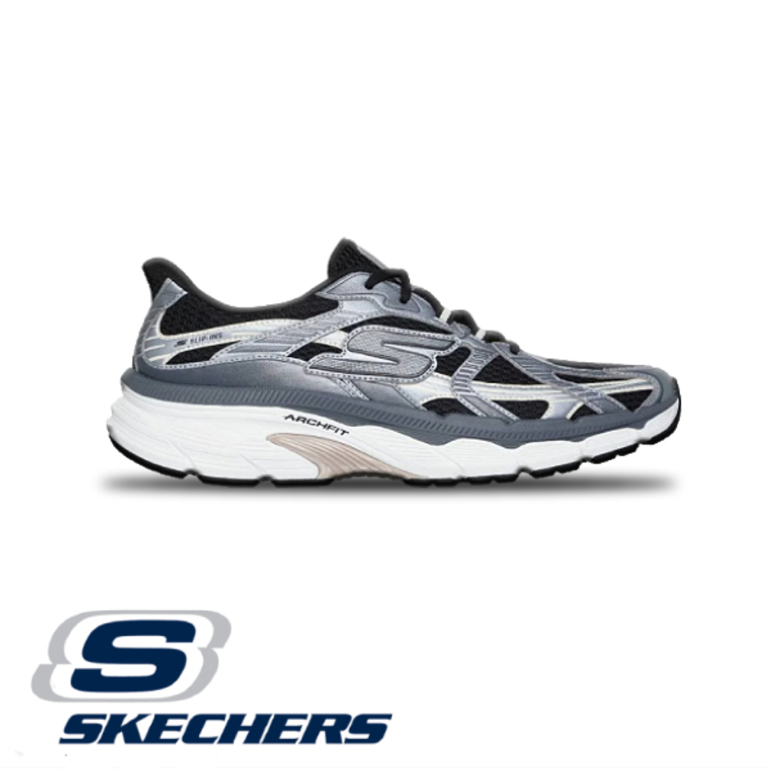 SKECHERS GO RUN SLIP IN JUNIPER סקצ'רס סליפ אין כברים אפור לבן
