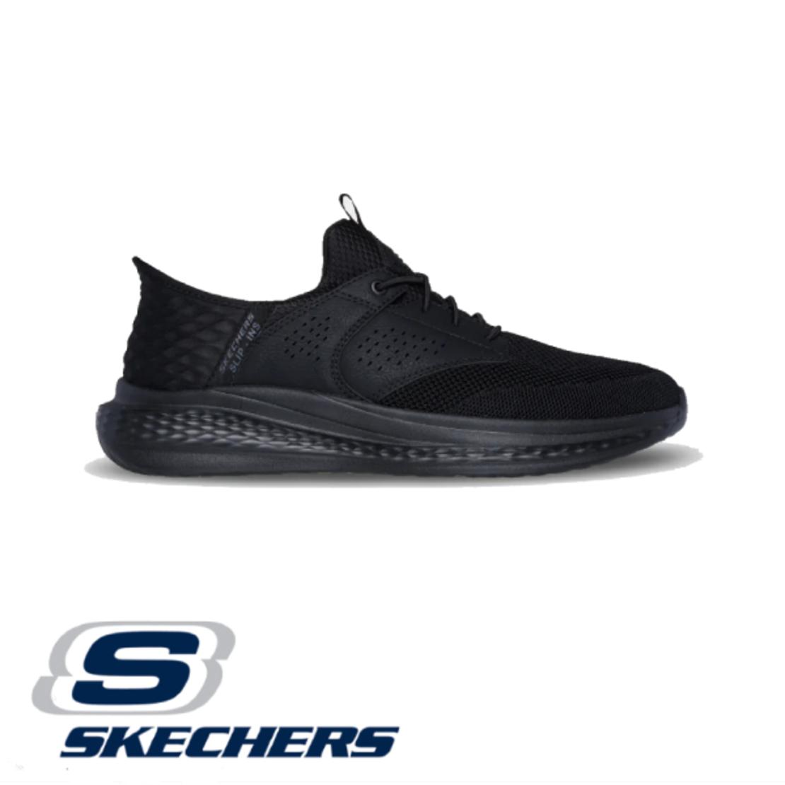 SKECHERS Slade Caster SLIP IN סקצ'רס גברים סליפ אין שחור