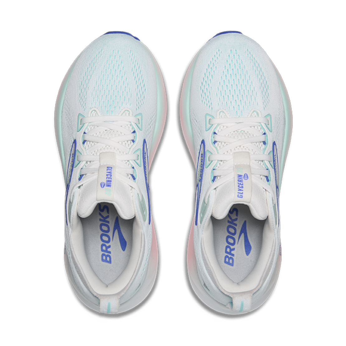 BROOKS GLYCERIN 22 WIDE ברוקס נשים לבן תכלת ורוד
