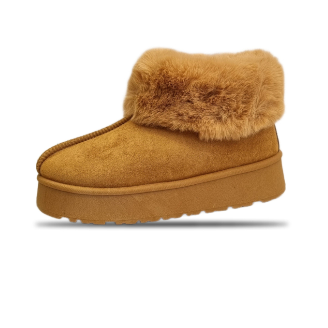 מגף פרווה פלטפורמה נשים - קאמל