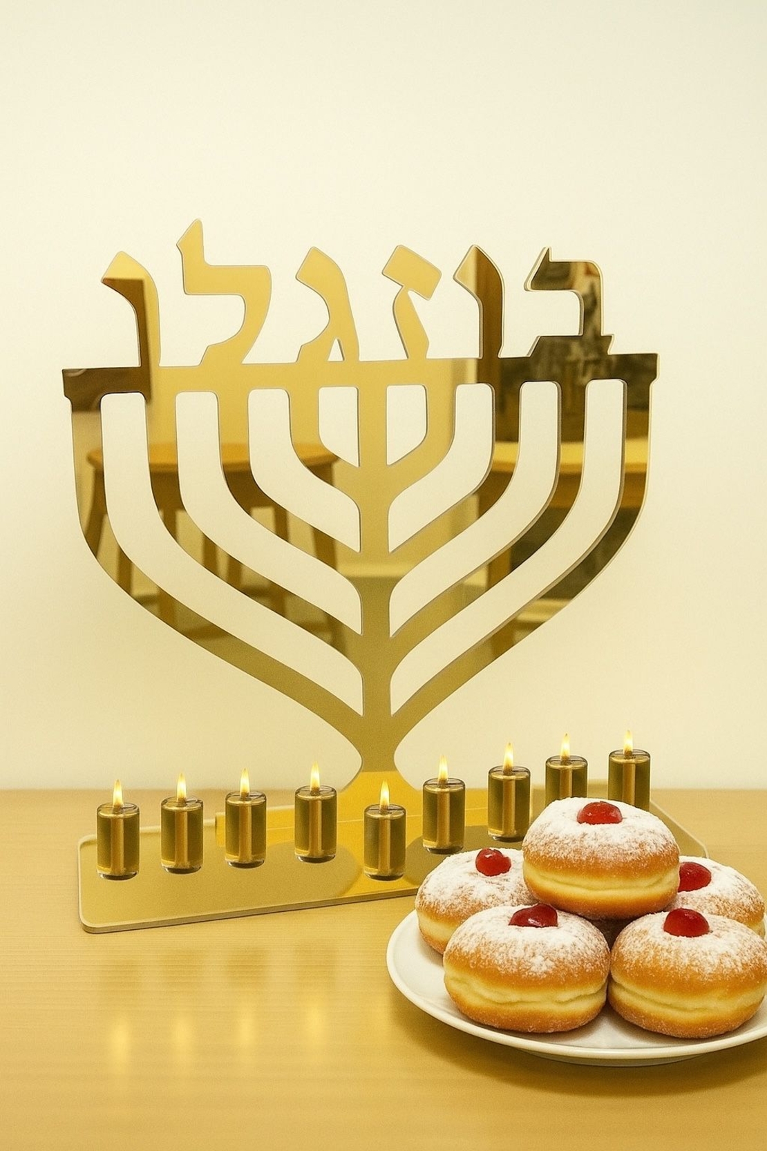 חנוכיה עם שם מאקריל