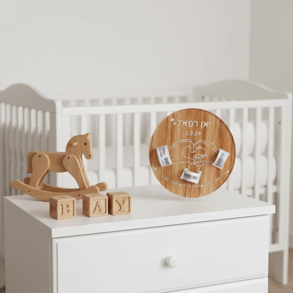 מעמד אקריל בעיצוב דמוי עץ לצמידי בית החולים