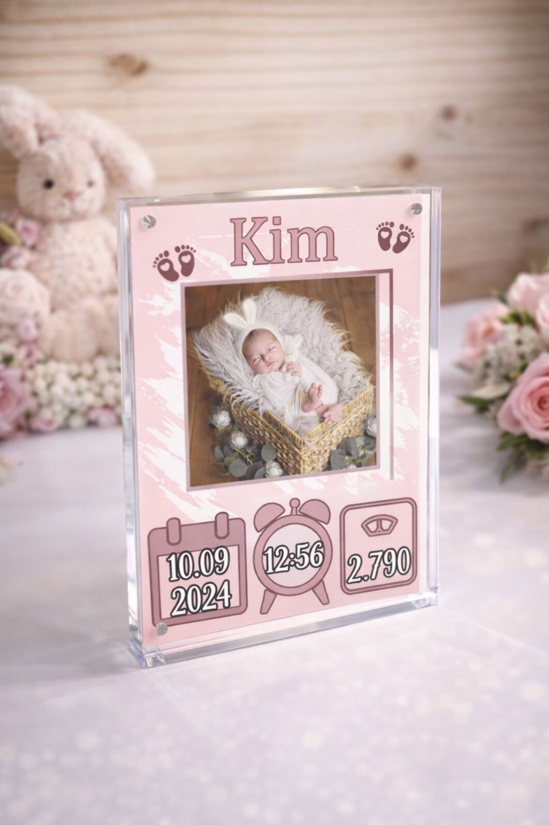 תעודת לידה אקרילי עם תמונה בגודל 15X20 ס