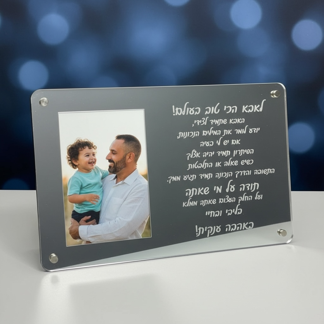 מעמד אקריל כסוף עם תמונה