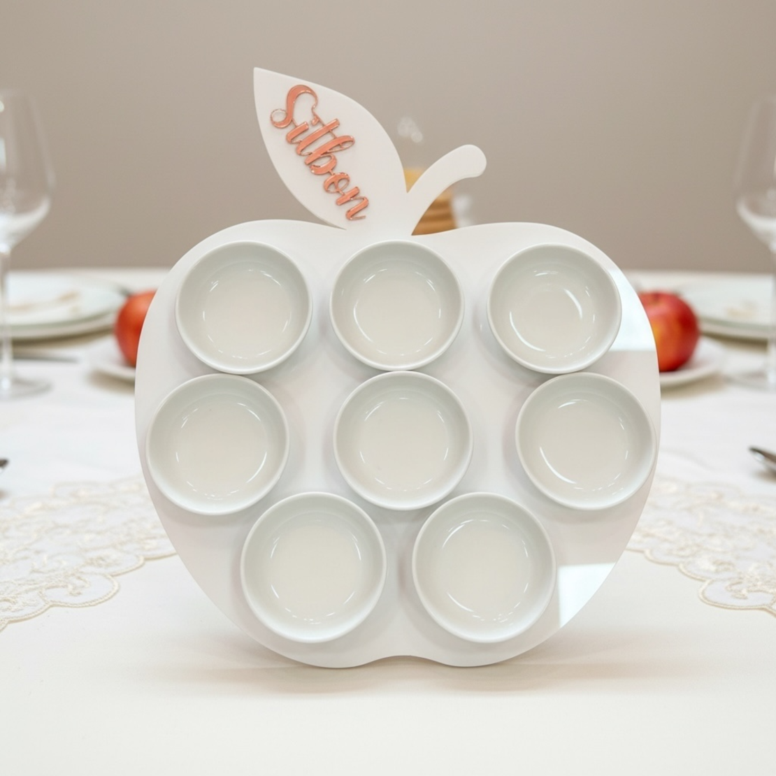 צלחת סימנים לראש השנה דגם תפוח