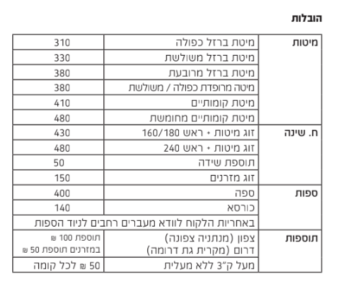מיטת אירוח היירזר כפולה קומפורט דגם נורית