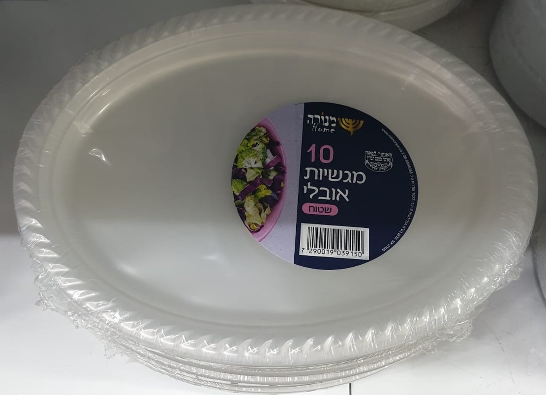 10 צלחות מגש אובלי שקוף- גדול
