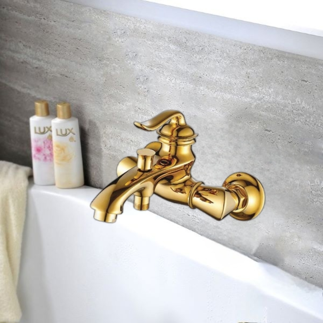 ברז סוללה יוקרתי לאמבטיה צבע זהב דגם Elegant Gold