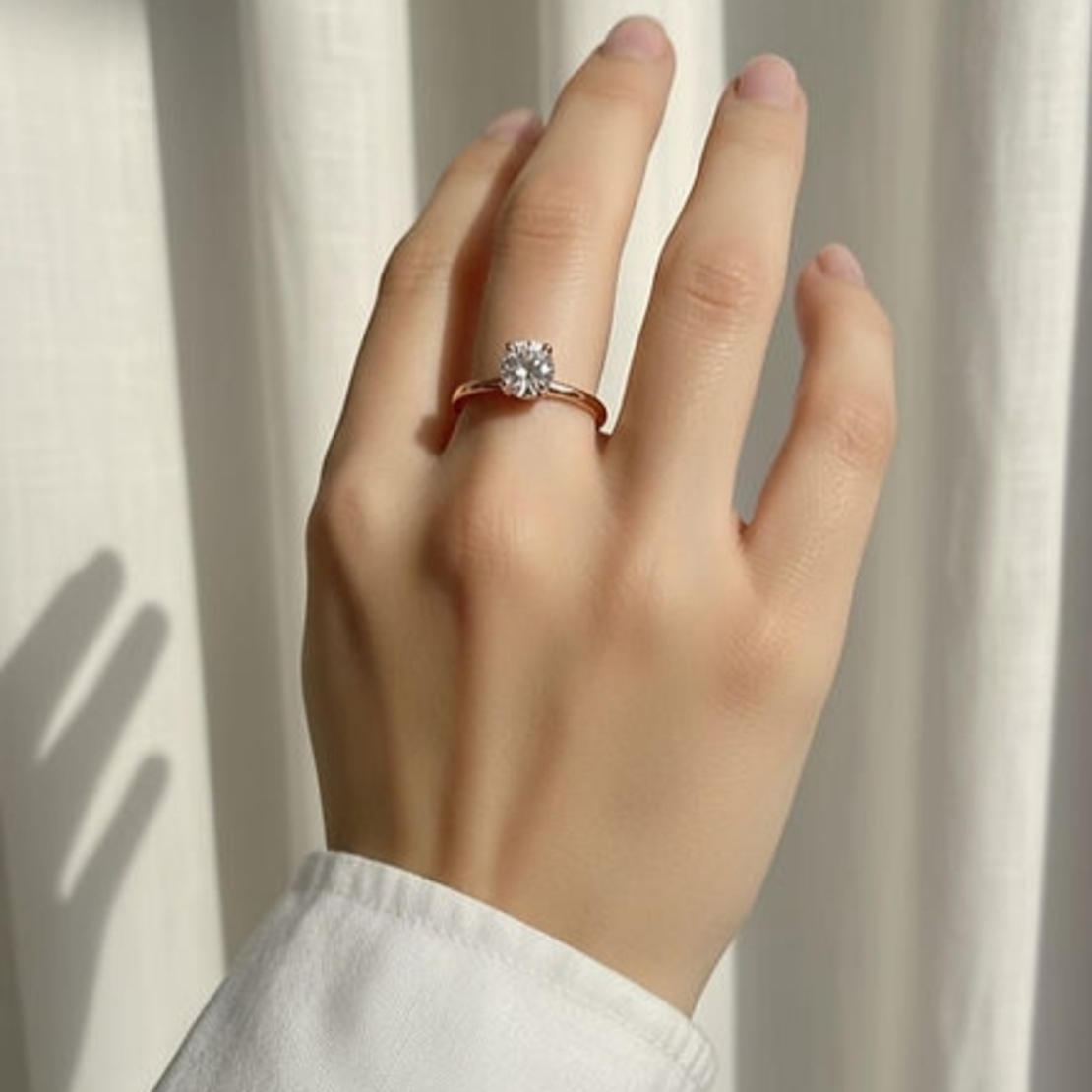 טבעת סוליטר עדינה - רוז גולד