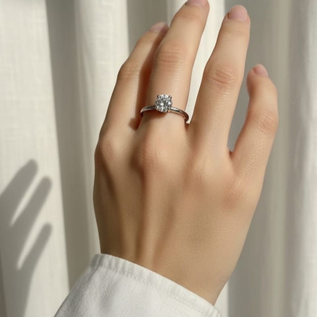 טבעת סוליטר עדינה - כסף 925