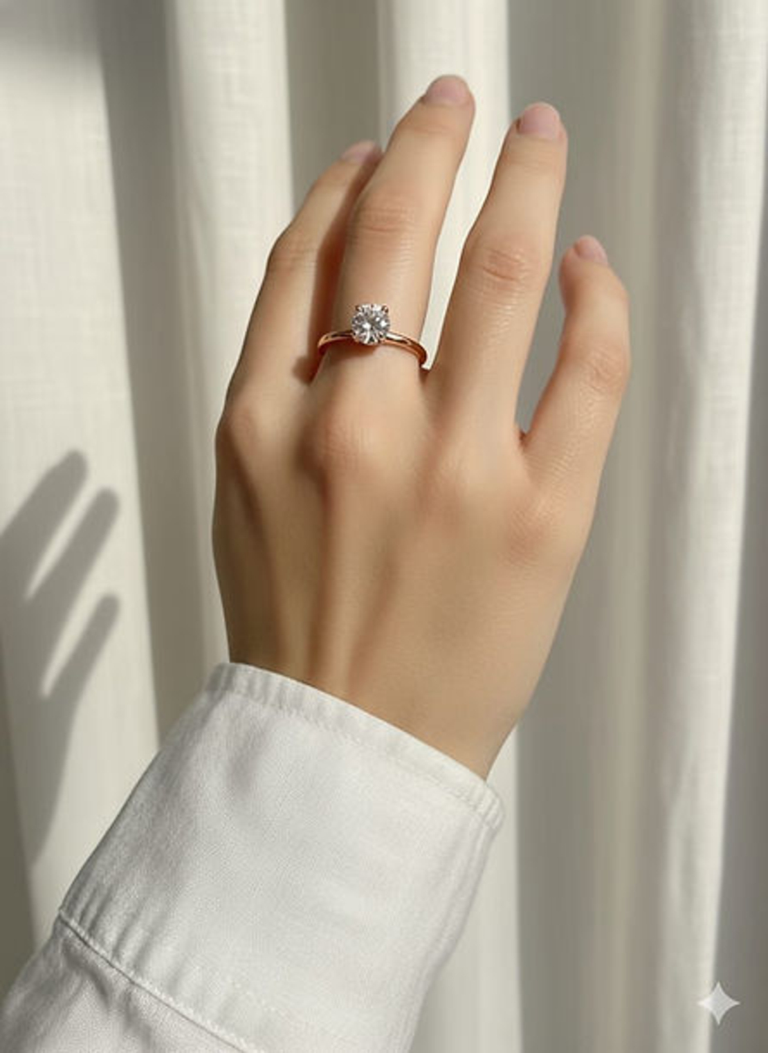 טבעת סוליטר עדינה - רוז גולד