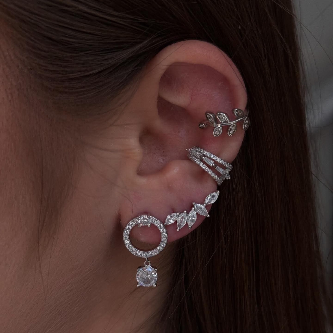 זוג עגילי מרקיזות מטפס - כסף 925