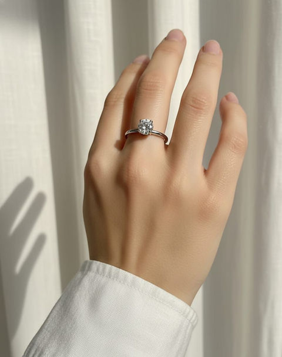 טבעת סוליטר עדינה - כסף 925