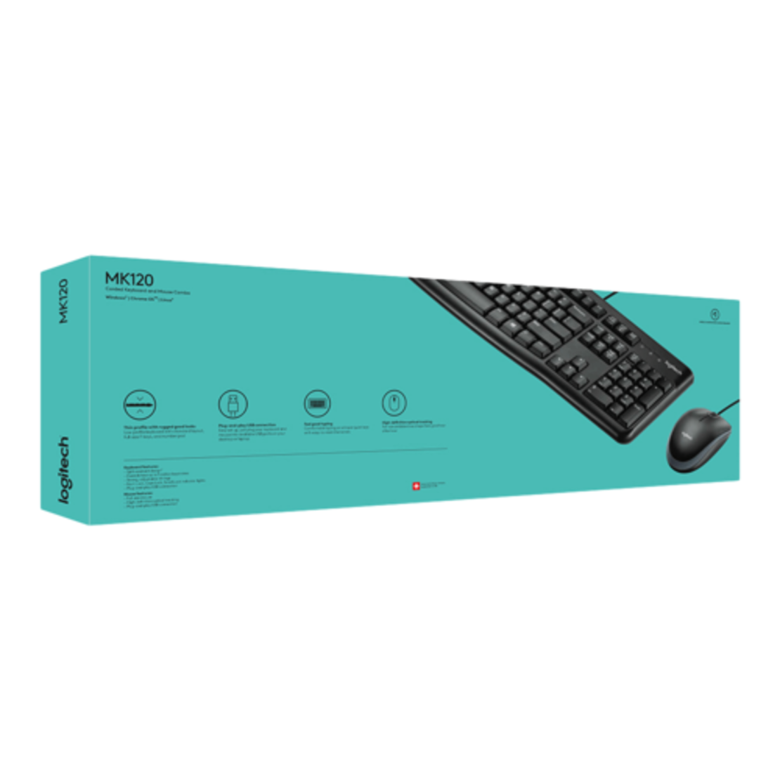 סט מקלדת עברית ועכבר חוטיים Logitech MK120