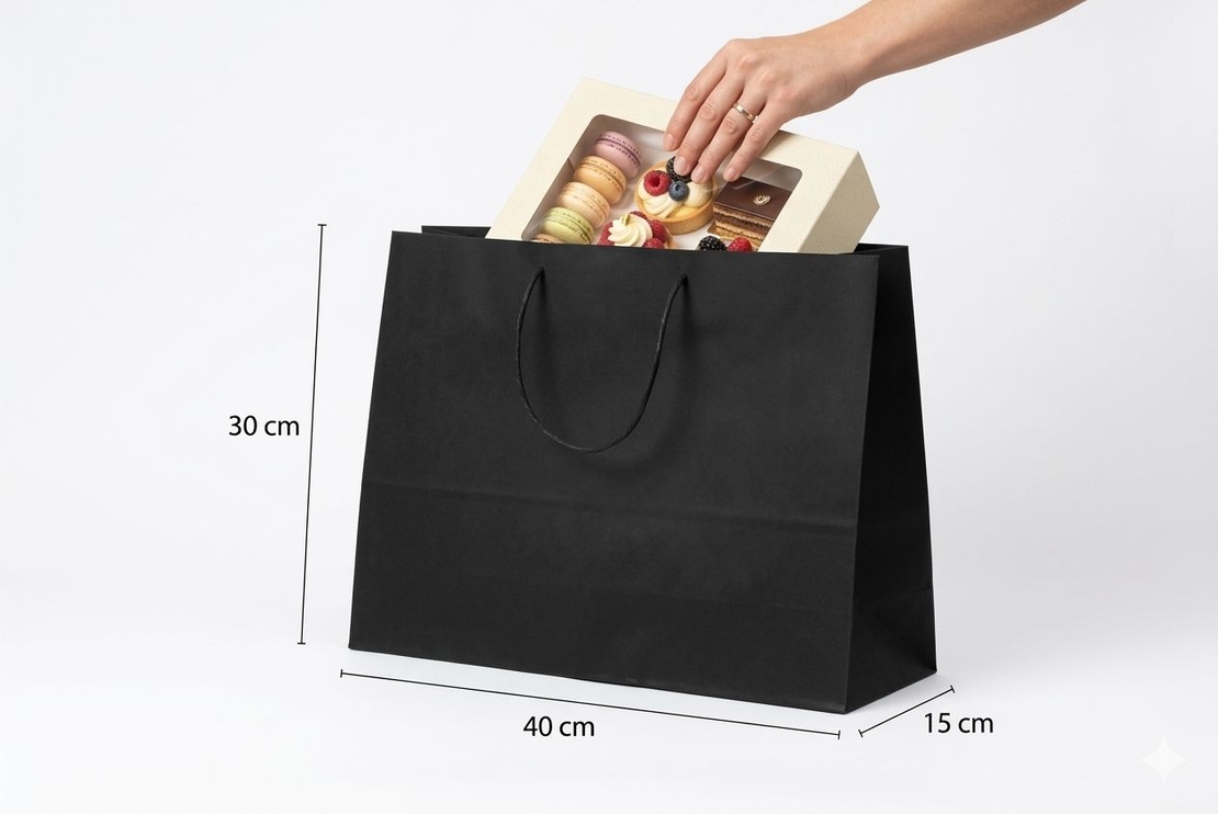 שקית נייר פרימיום שחורה 30*40