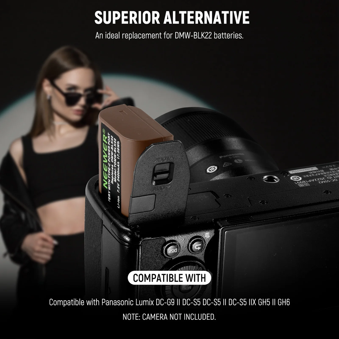 סוללה חלופית NEEWER 2400mAh DMW-BLK22 למצלמות PANASONIC