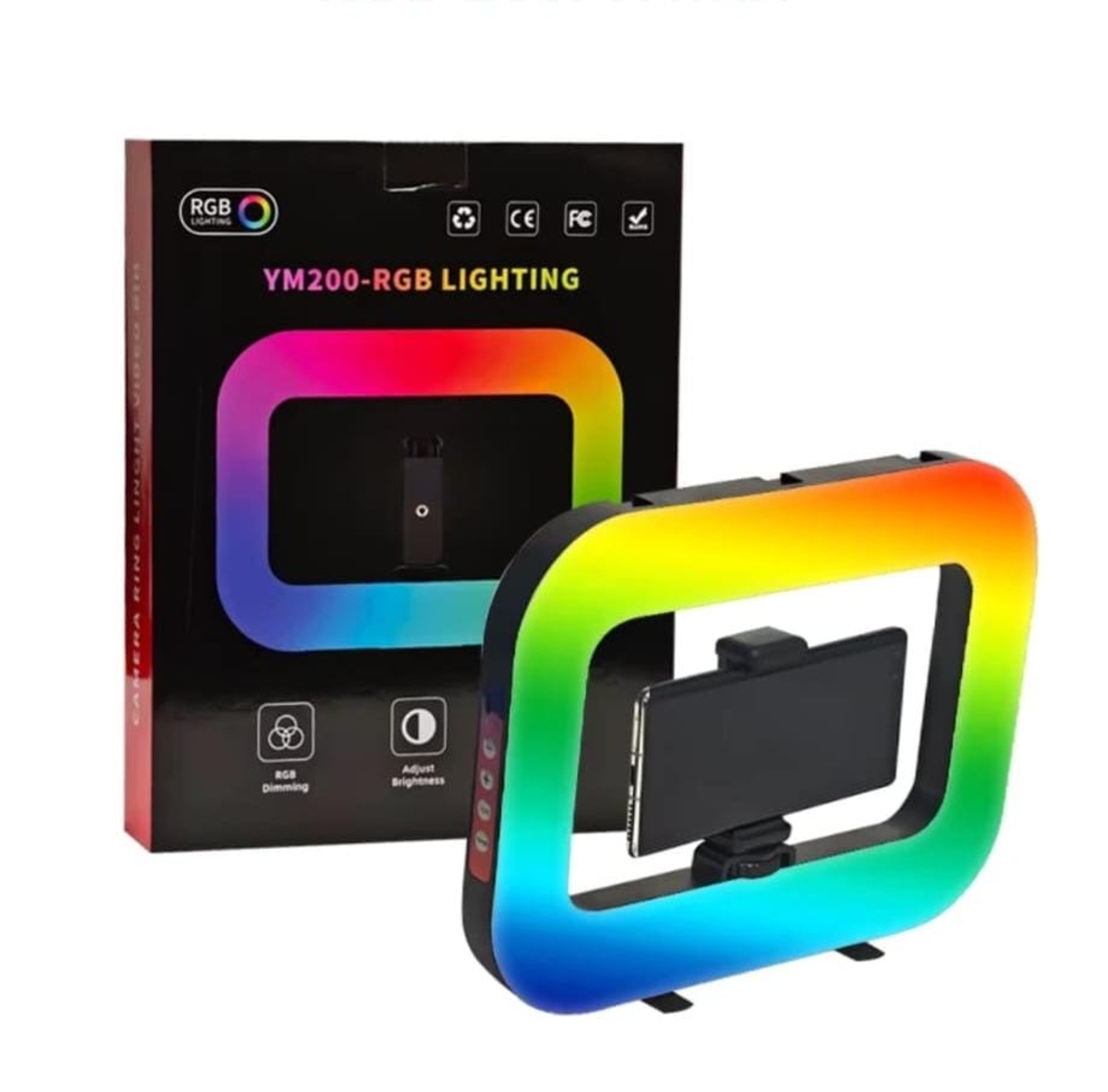 רינג לייט נייד דגם YM200 כולל תאורת RGB 20W