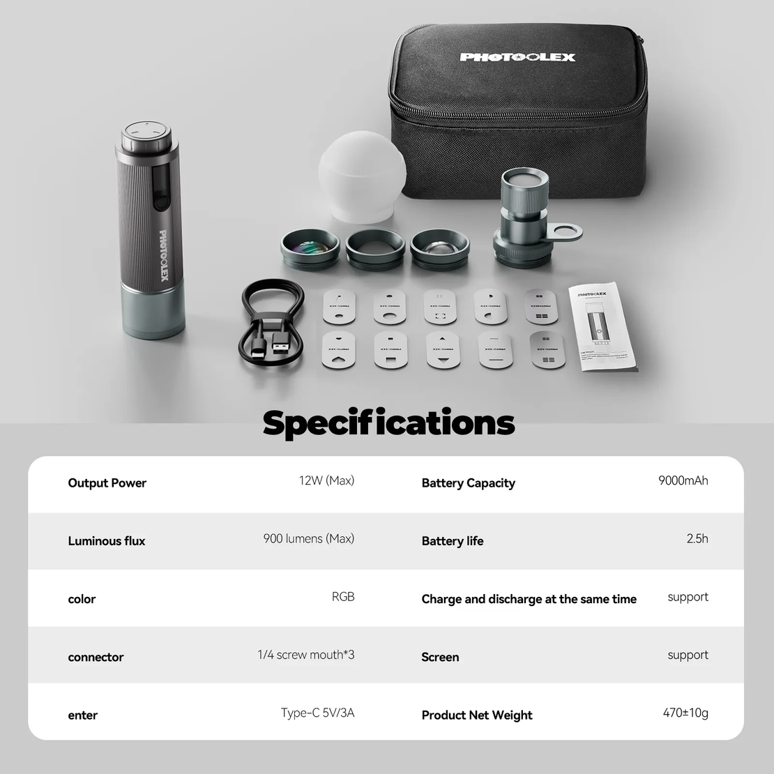 פנס לד נייד RGB PRO 12W PHOTOOLEX