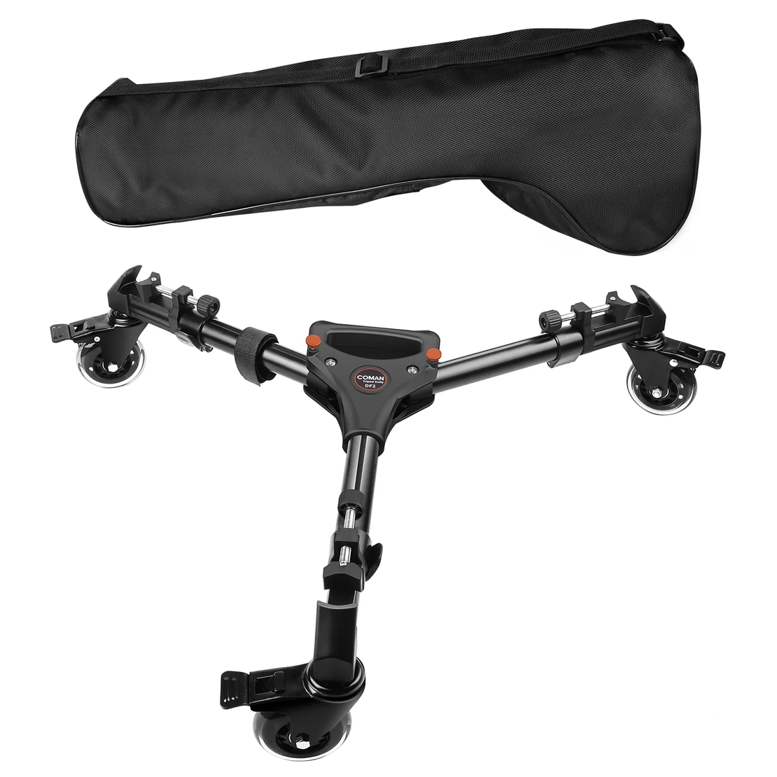 דולי עגלת חצובה COMAN DF2 עם 3 גלגלים לחצובה מתכווננת לצילום וידאו עמיד