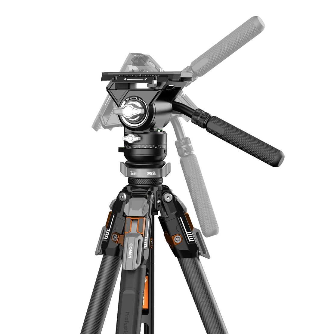 חצובת סיבי פחמן COMAN T1SV5 נפתחת בלחיצה 68.9 אינץ' לצילום וידאו וצילום עם ראש