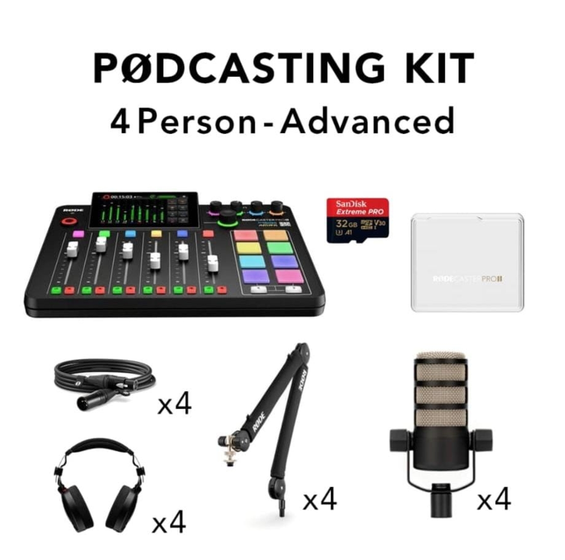 קיט מוצרים לפודקאסט 4 דוברים RODE Podcasting Kit Advanced