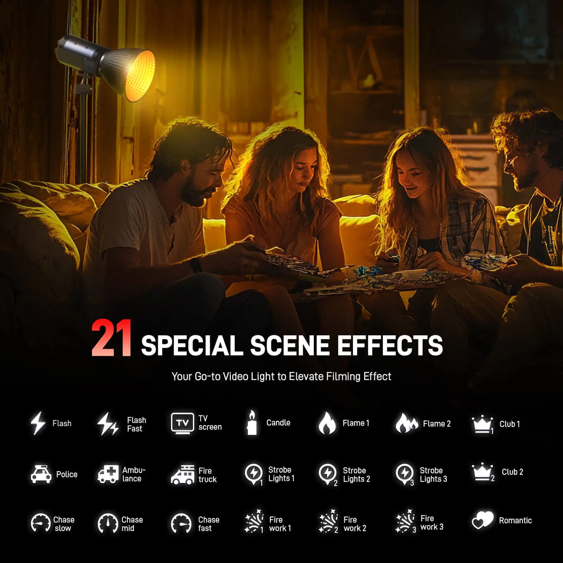 תאורת וידאו RGB Q40C 40W PHOTOOLEX LED