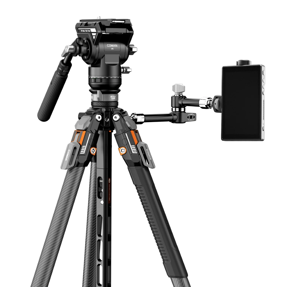 חצובת סיבי פחמן COMAN T1SV5 נפתחת בלחיצה 68.9 אינץ' לצילום וידאו וצילום עם ראש