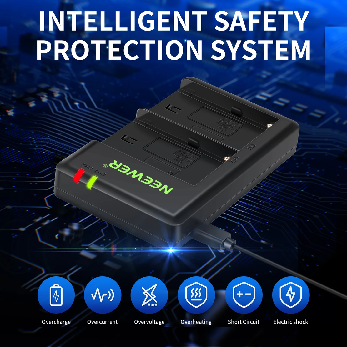 סט סוללות חלופיות של סוני NEEWER NP-F750 בנפח 5600mAh