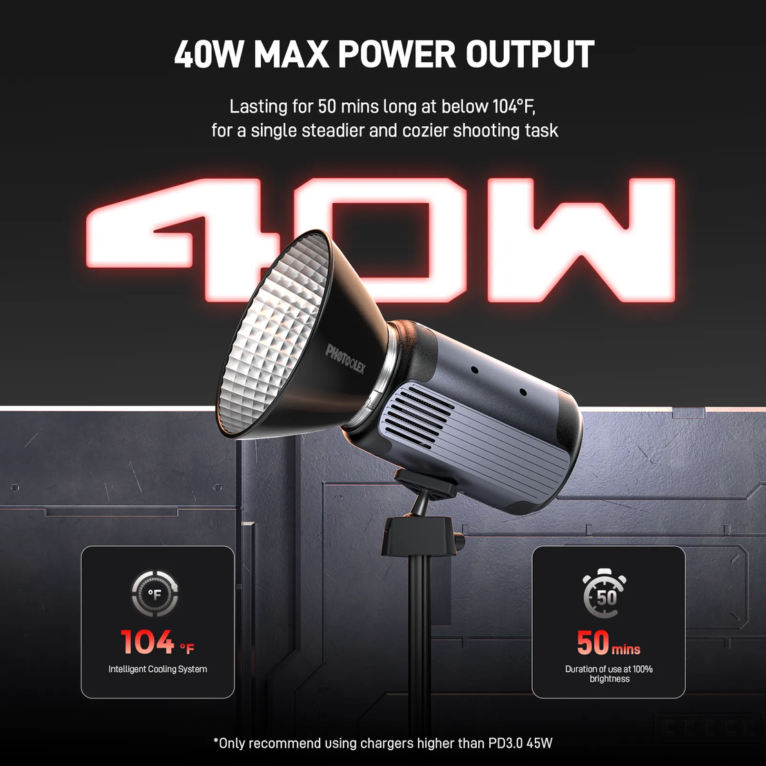 תאורת וידאו RGB Q40C 40W PHOTOOLEX LED