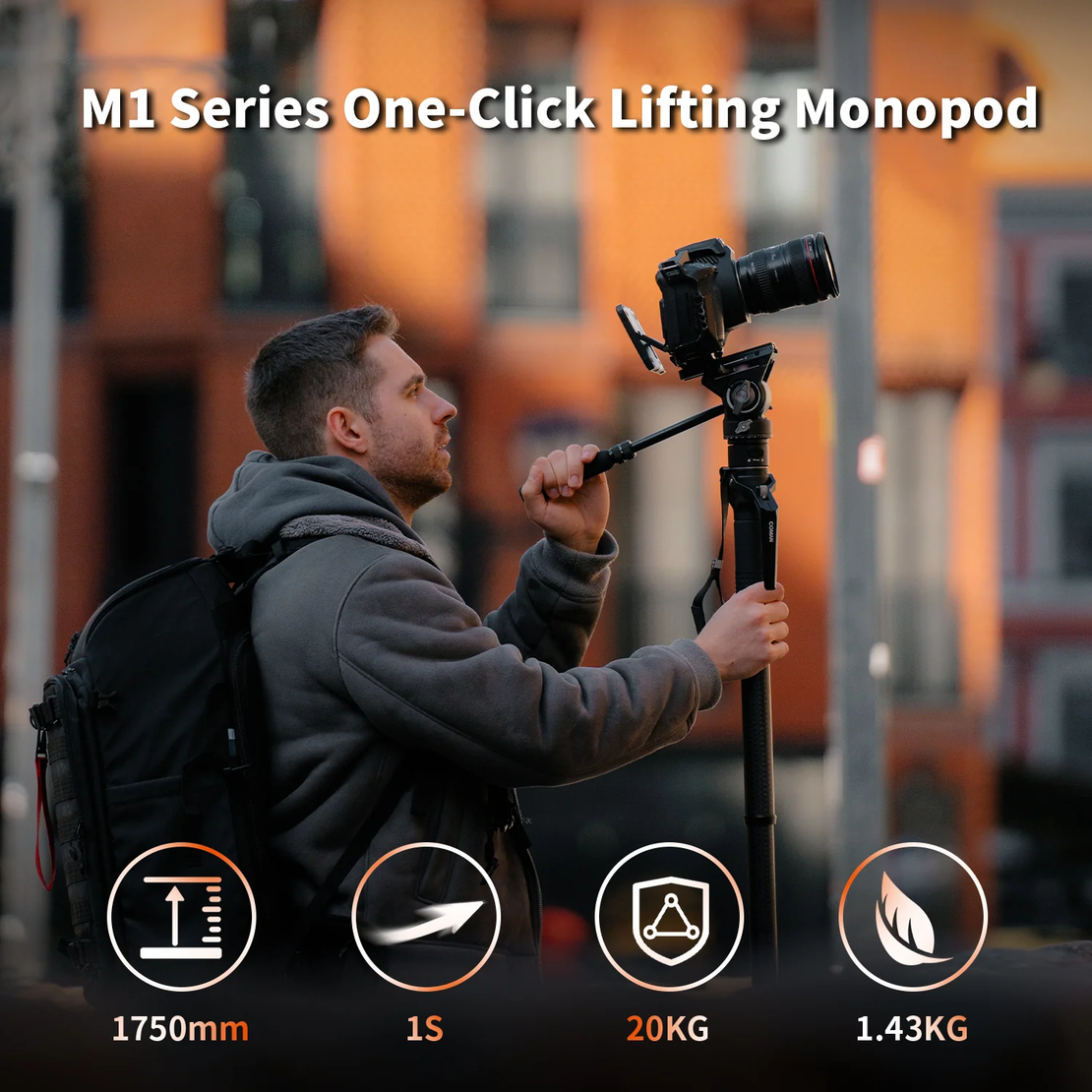 מונופוד+ ראש  COMAN CARBON M1V5