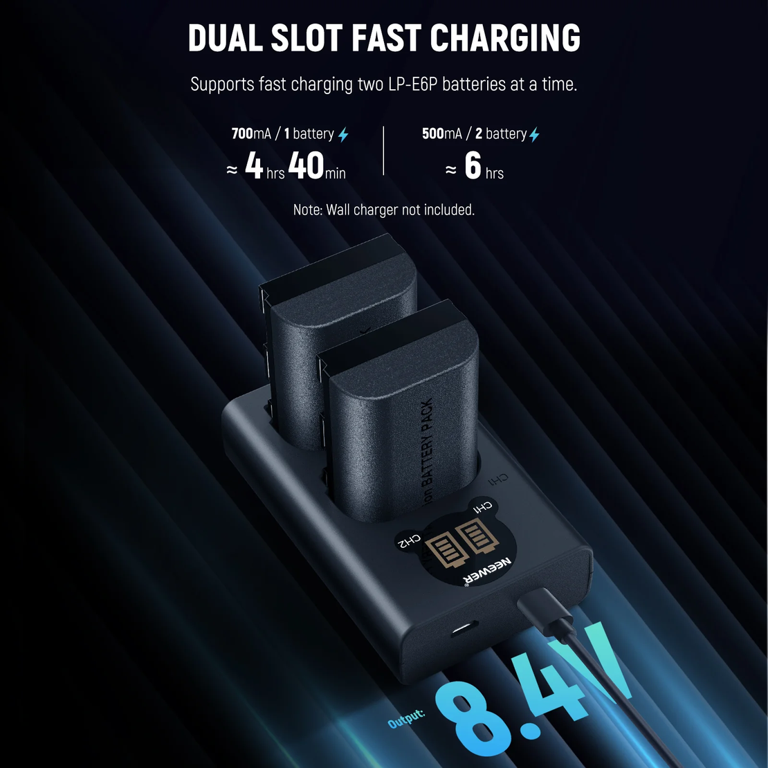 ערכת 2 סוללות חלופיות LP-E6P 2200mAh עבור Canon EOS