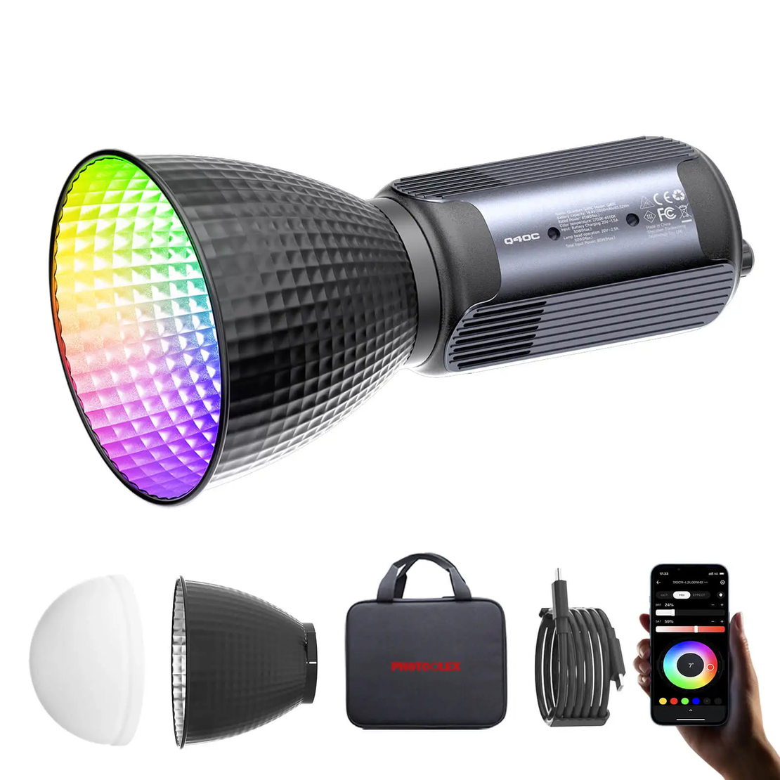 תאורת וידאו RGB Q40C 40W PHOTOOLEX LED