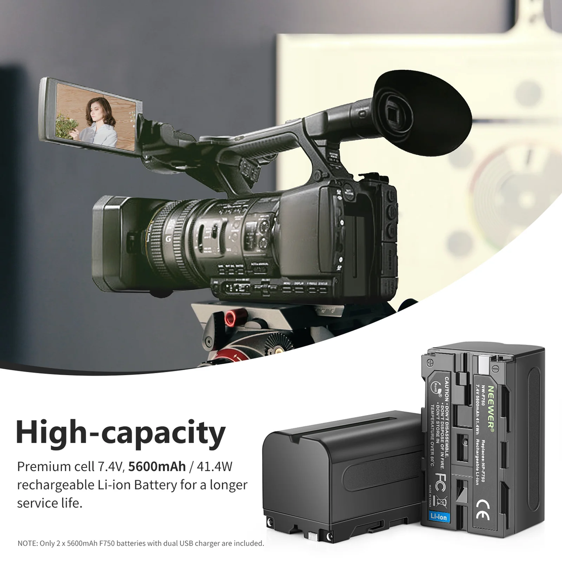 סט סוללות חלופיות של סוני NEEWER NP-F750 בנפח 5600mAh