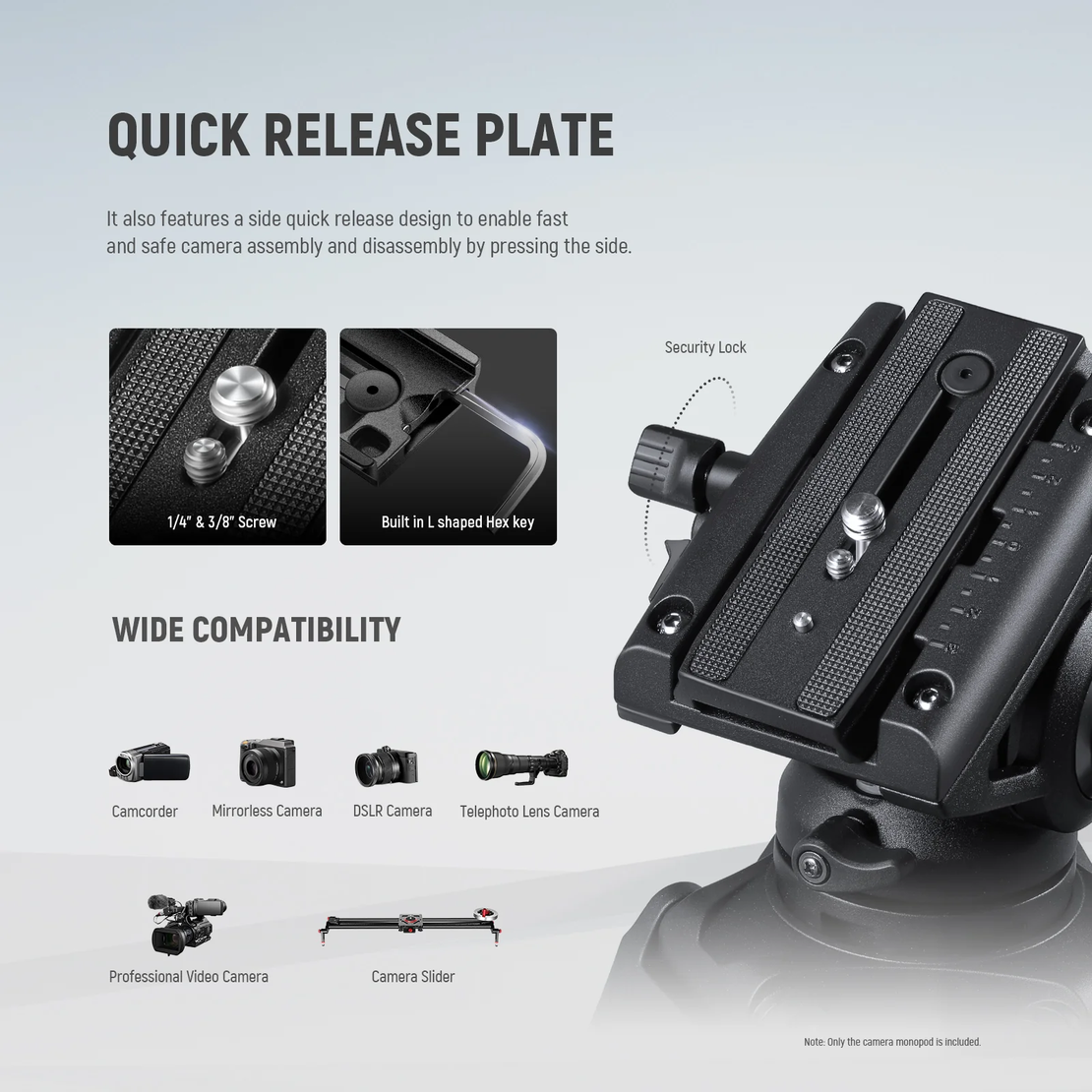 מונופוד+ראש  מיקצועי GM76 NEEWER