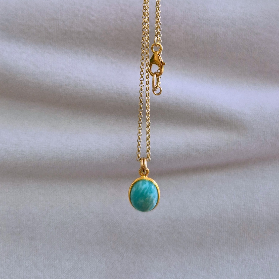 שרשרת אמזונייט ציפוי זהב