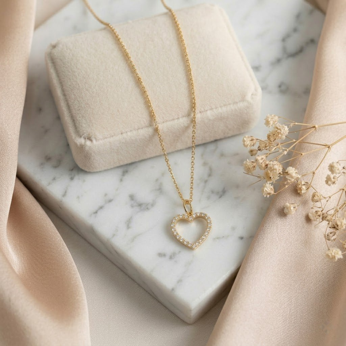 שרשרת רולו גולד לב זירקונים