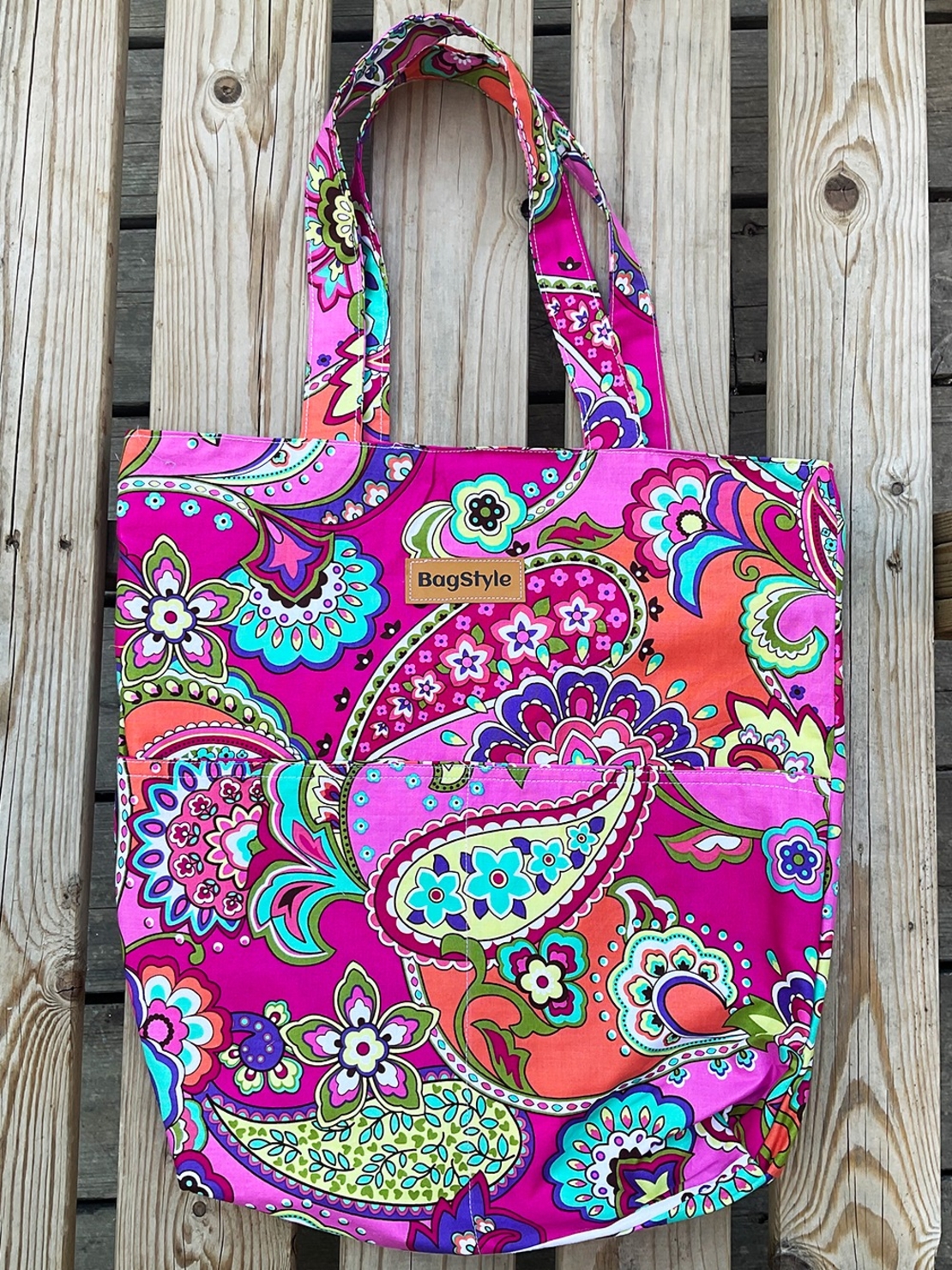 תיק TOTE גדול בעבודת יד- Paisley Orange