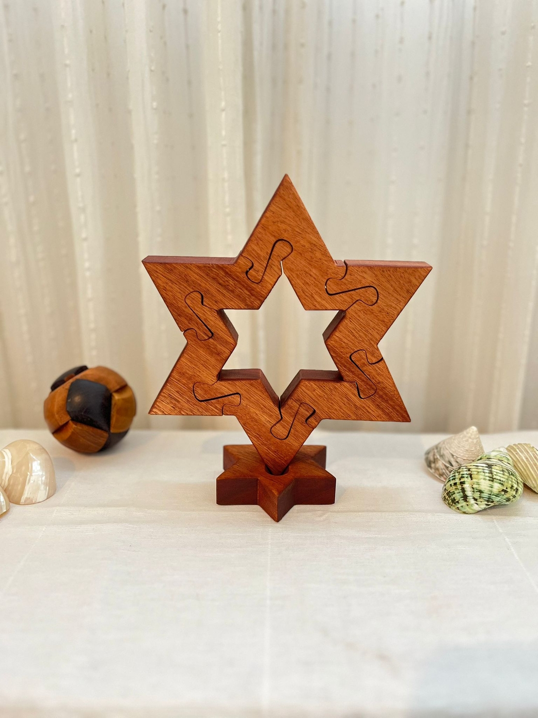 פאזל מגן דוד מעץ מהגוני