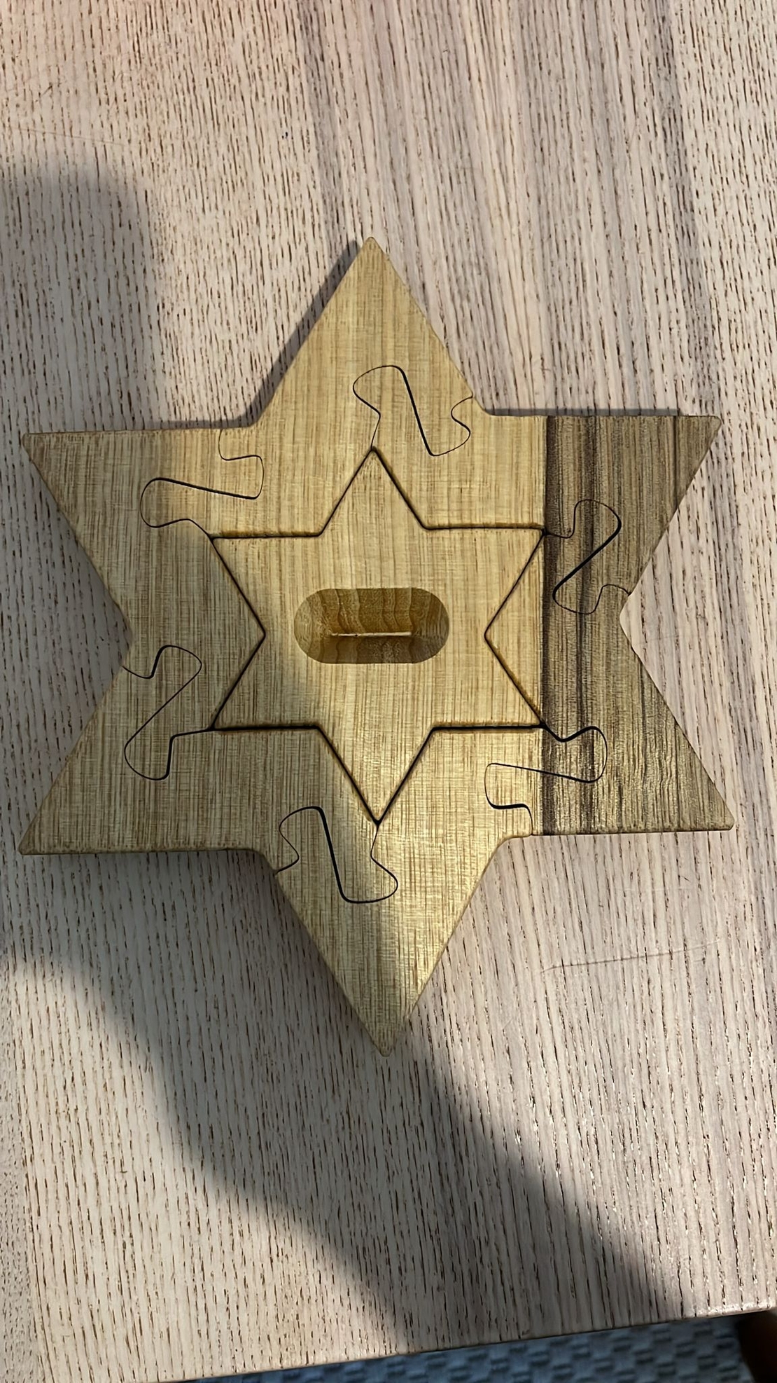 פאזל מגן דוד מעץ מהגוני