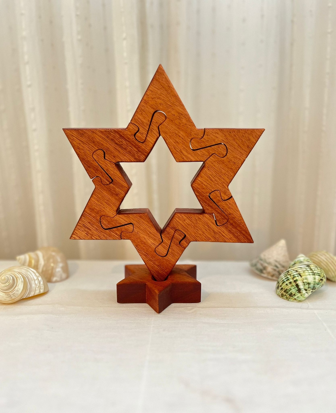 פאזל מגן דוד מעץ מהגוני