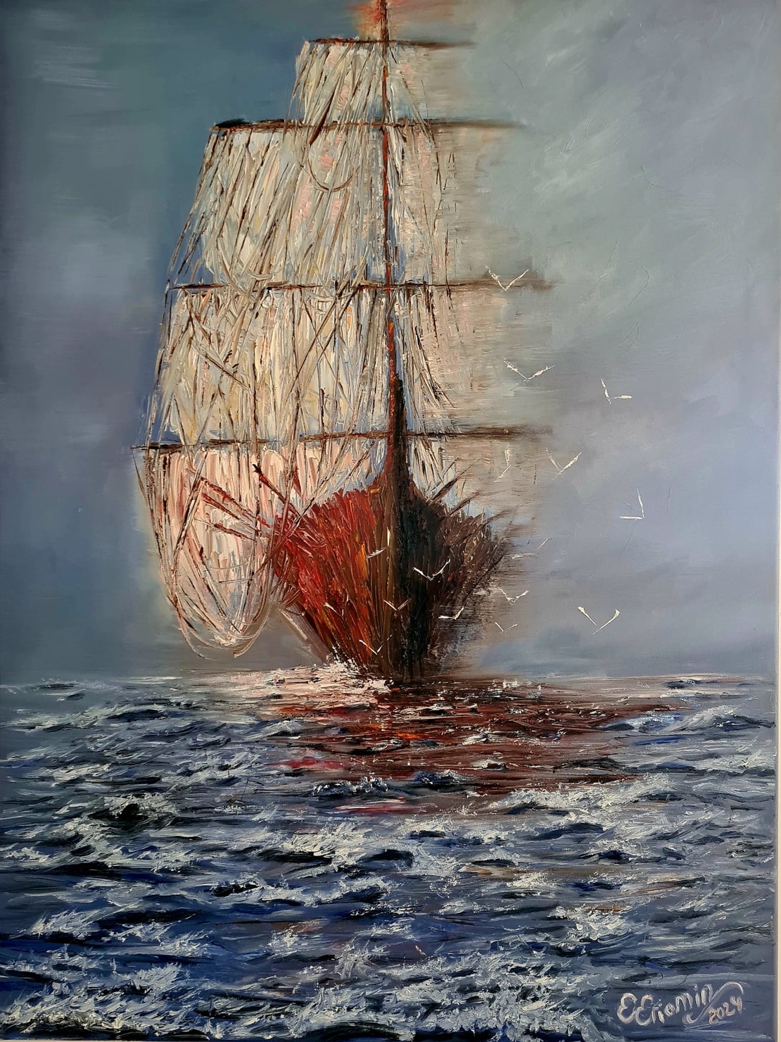 האוניה אקריליק על קנבס