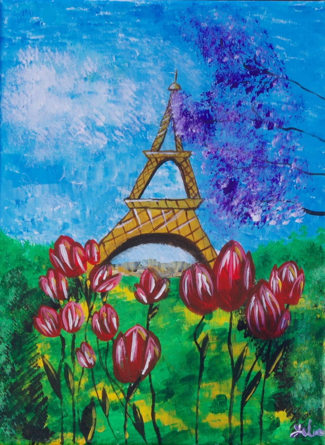 ציור אקריליק Tulips in paris