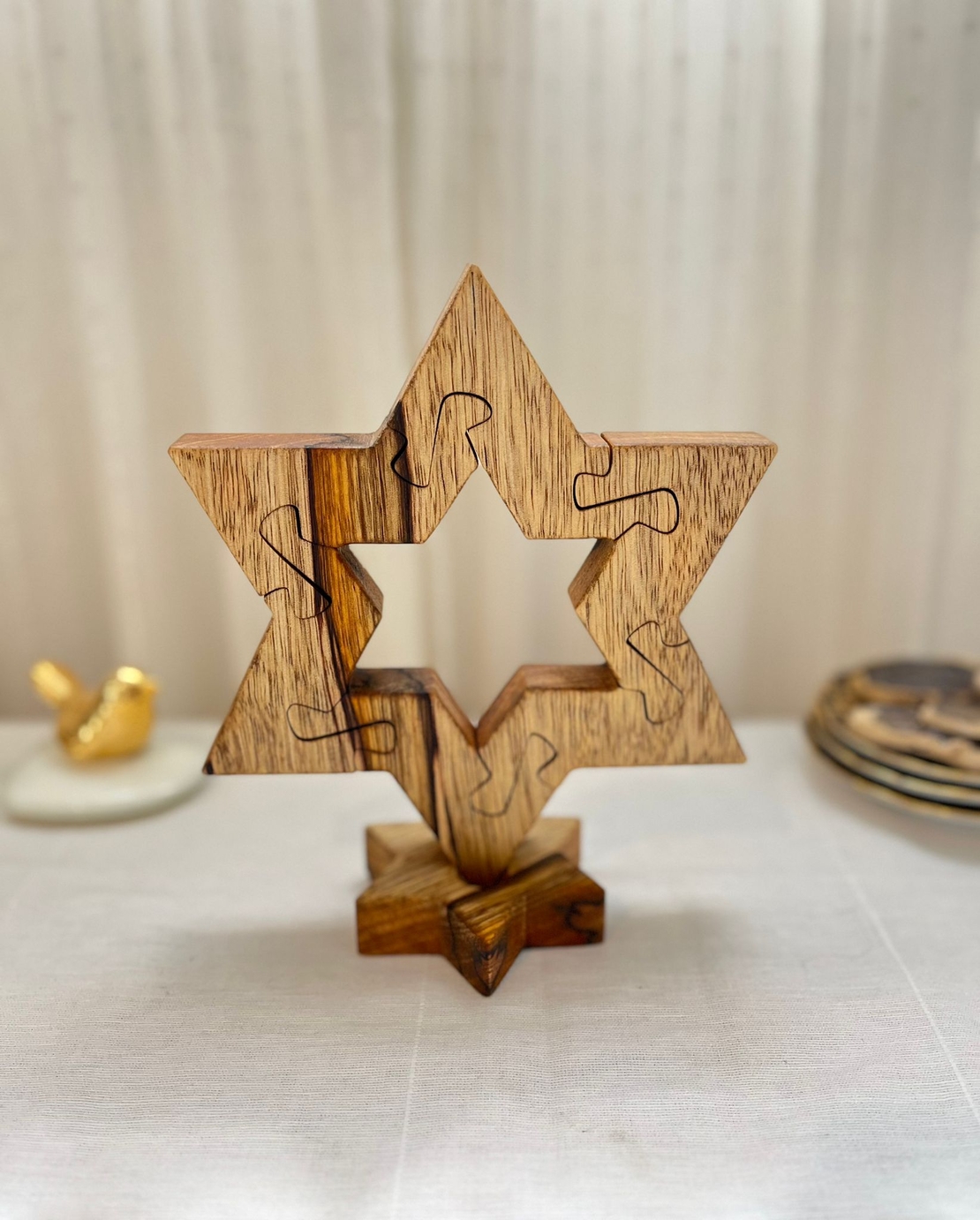 פאזל מגן דוד מעץ אגוז