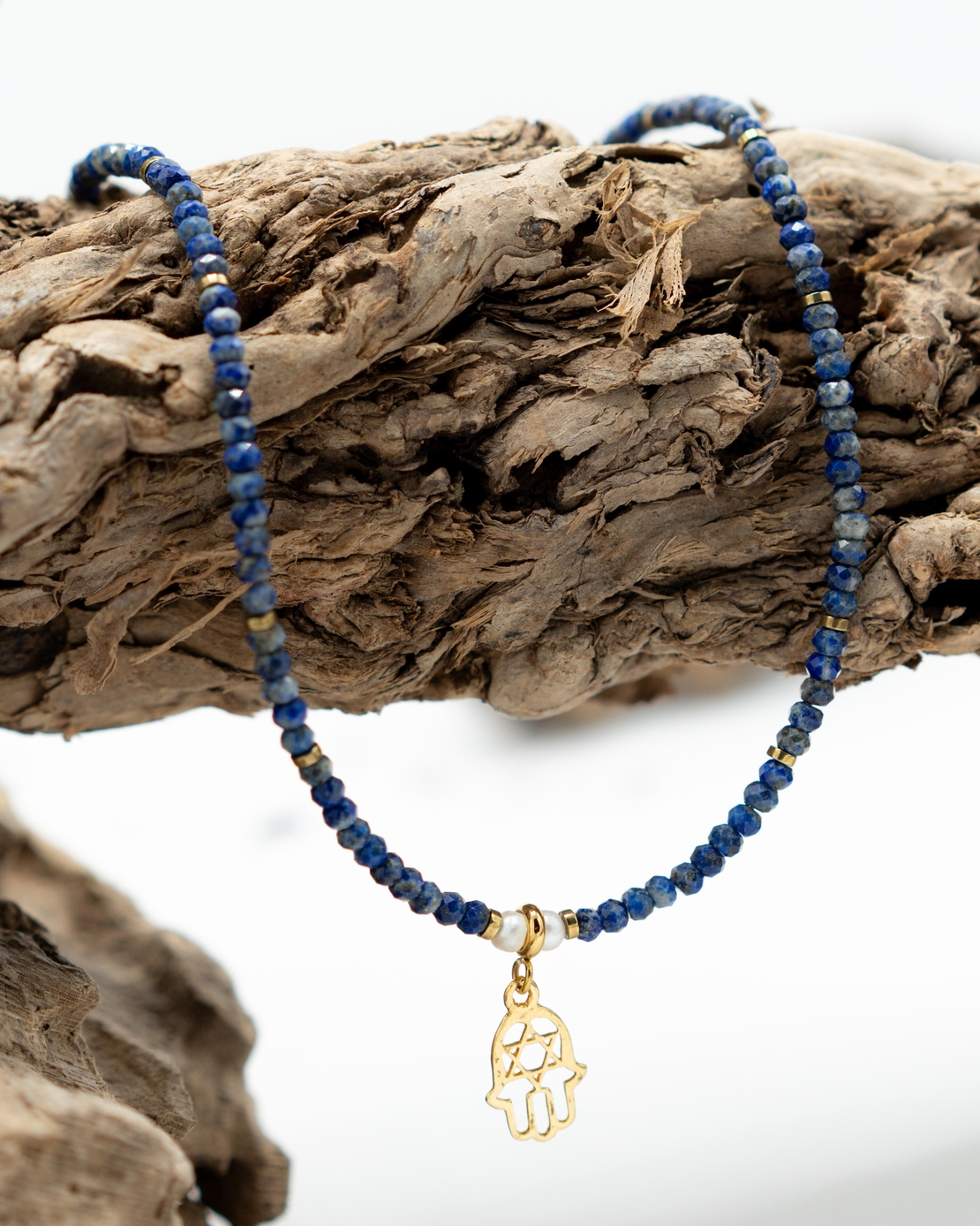 שרשרת ברית- מחרוזי לאפיז לזולי והמטייט זהב